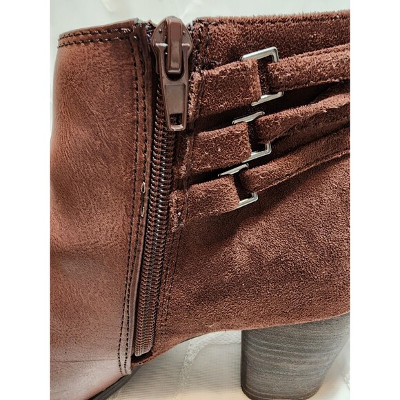 NEW DIRECTIONS JOJO WOMEN 9 DARK BROWN CEDAR WEDGES CONTEMPORARY STYLISH BOOTIES - Picture 6 of 13